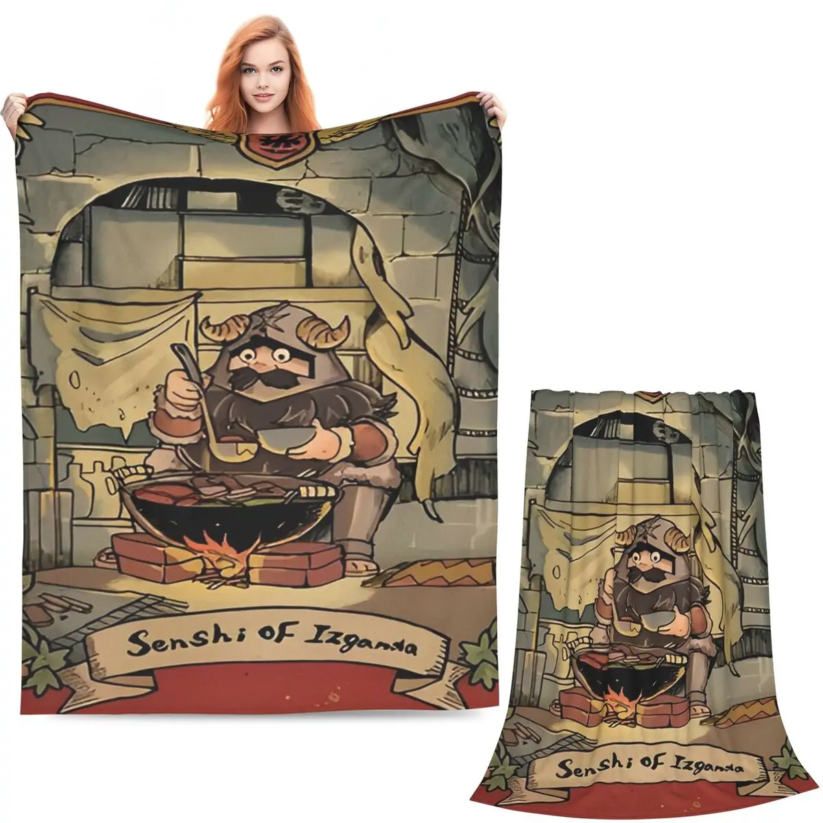 Dungeon Meshi Delicious In Dungeon -Senshi Cooking Blanket Soft Warm Flannel Throw Blanket Plush for Bed Picnic Travel Home Sofa