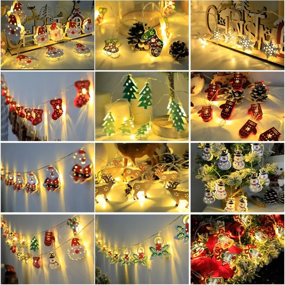 1.5m 10Led Christmas Village Light String Santa Claus Elk Deer Christmas Light String Bright บรรยากาศโคมไฟตกแต่งคริสต์มาส