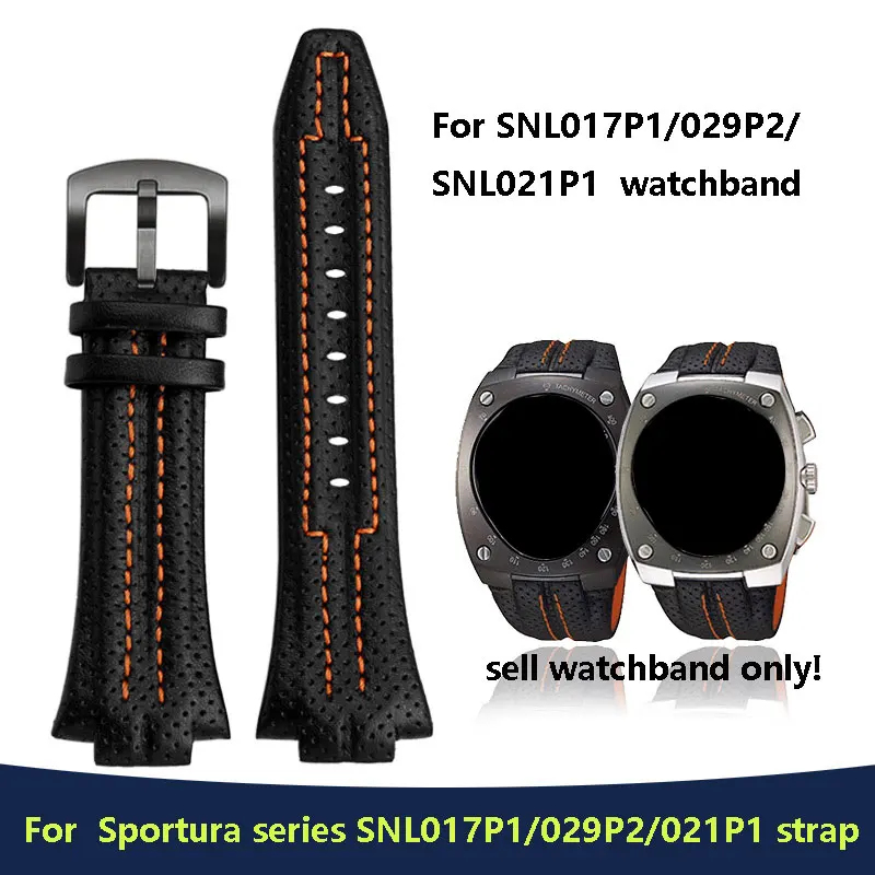 For Seiko Sportura series bracelet SNL029P2-SNL021P1 SNL595P2 SNL017P1 cowhide Strap Men's Watchband 27mmx15mm Convex mouth