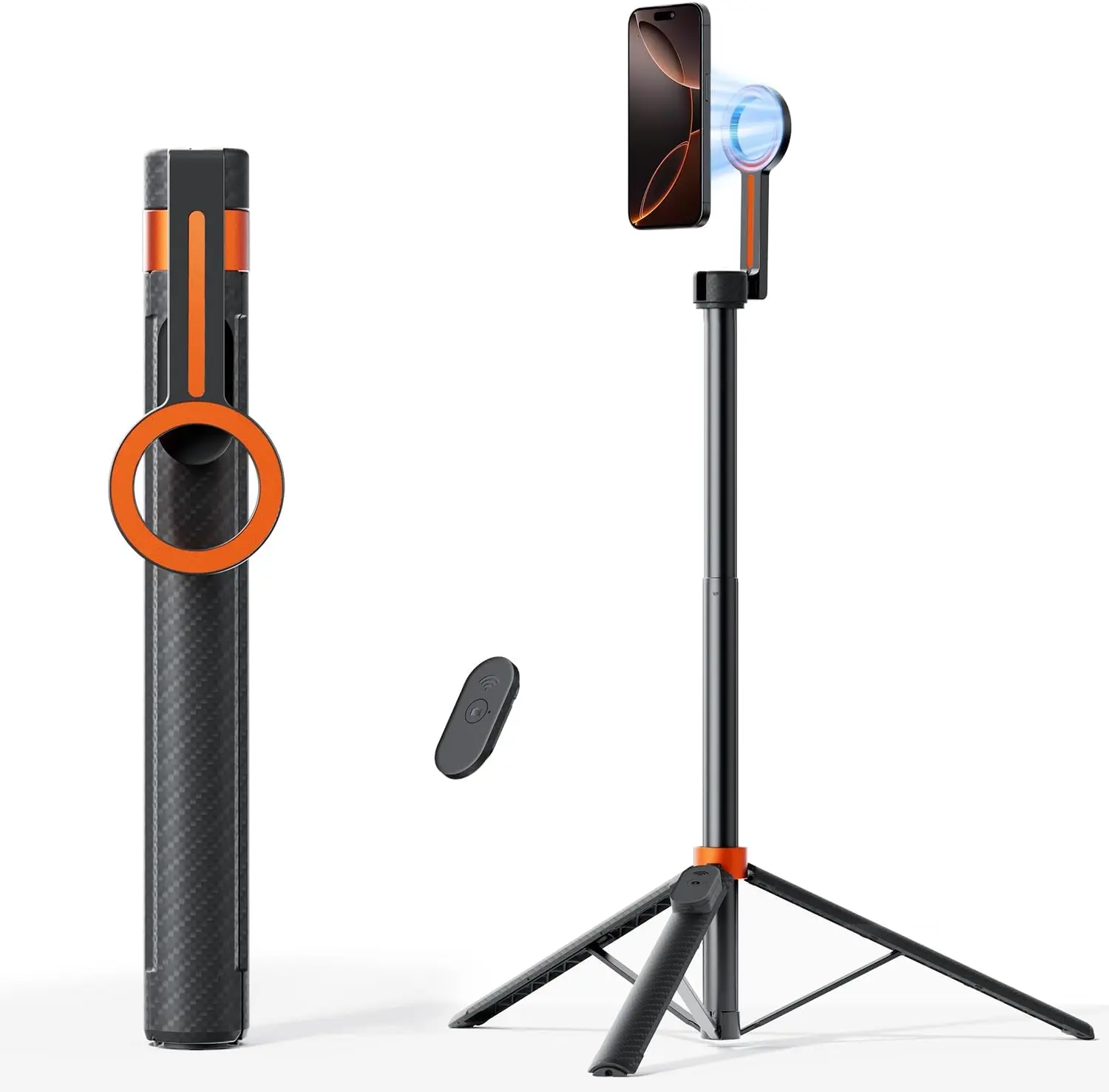 

65" Magnetic Tripod for iPhone with Remote, Selfie Stick for iPhone Magsafe, Cell Phone Tripod Stand for Recording, Trav