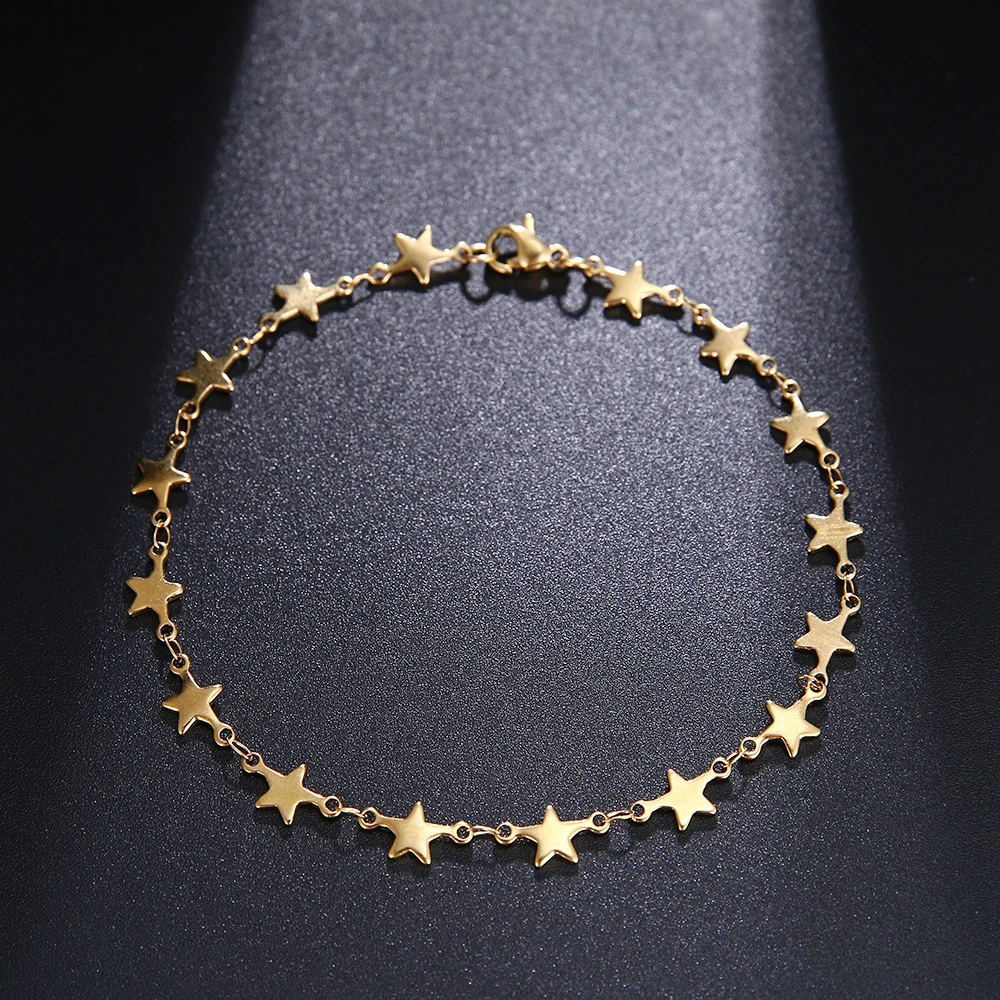 Stainless Steel Chain Bracelets For Man Women Gold Silver Color For Pendant Pentagram Donot Fade Jewelry