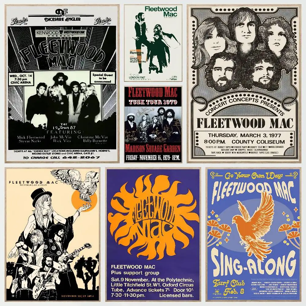 Rock Band F-Fleetwood M-Mac Poster Selbstklebende Kunst Raum Eingang Restaurant Wand Dekor Kunst Malerei