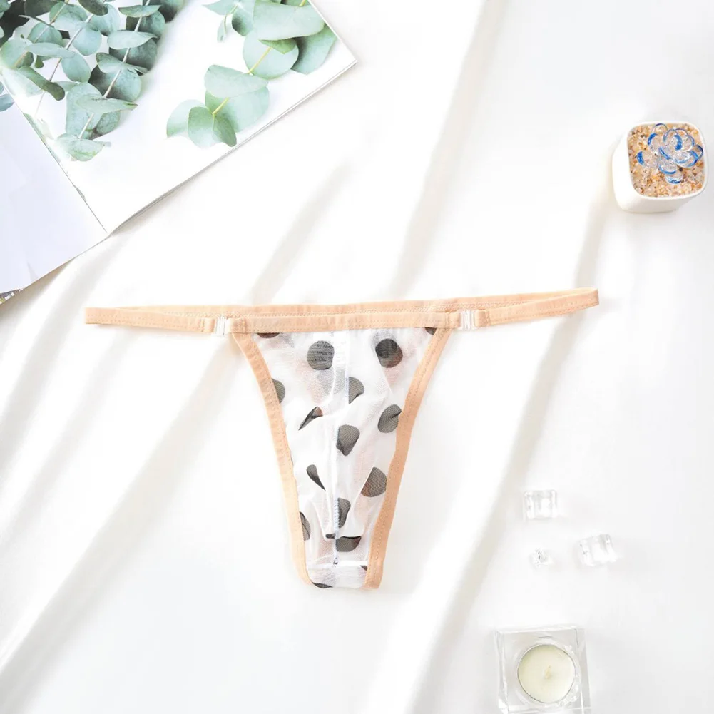 

Men Print Open Buckle Mesh Low Waist Thong EroticG-string Low Rise Stretch T-pants Sheer Underwear For Hot Man Brief See Through