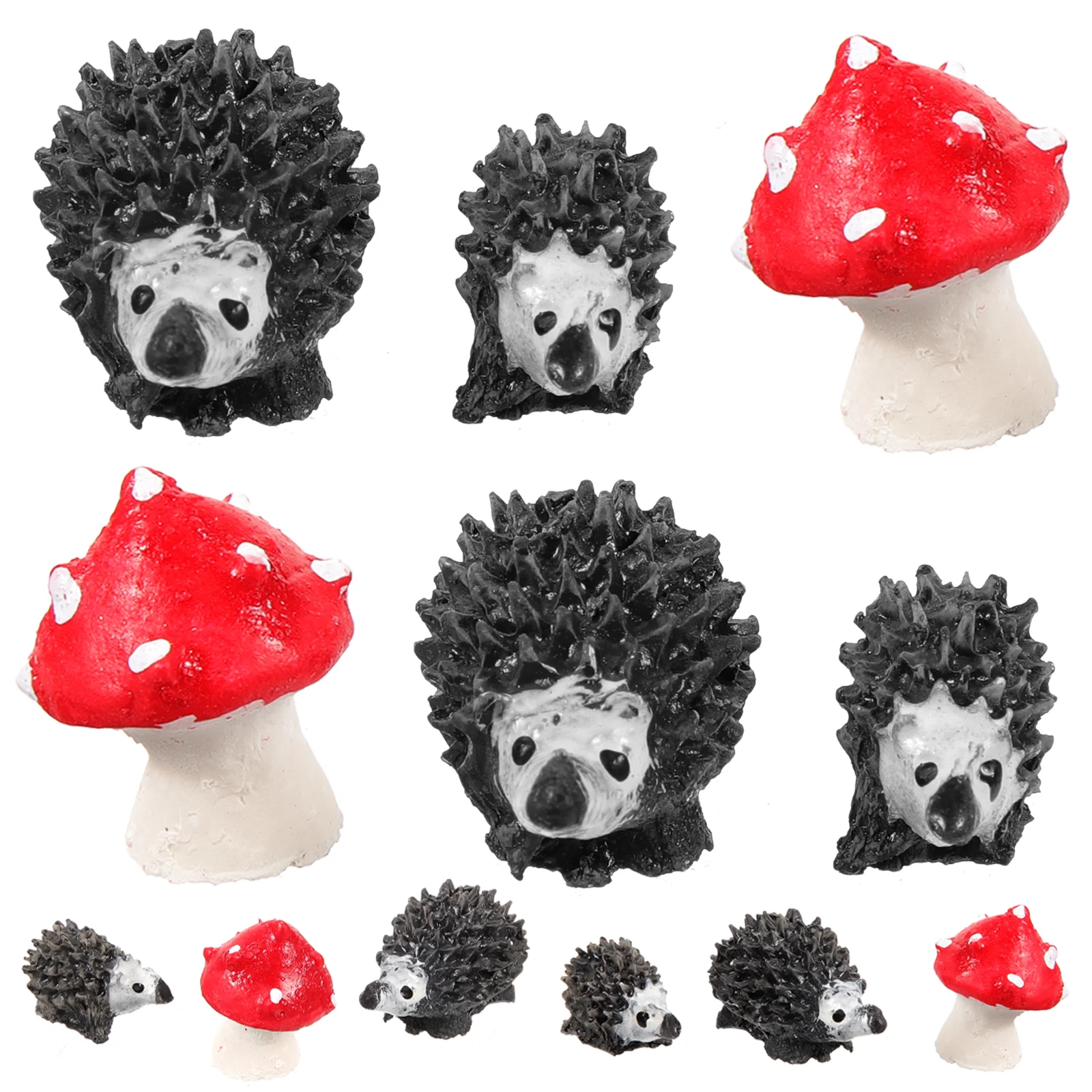 12 Pcs Piggy Hedgehog Mushroom Ornament Terrarium Supplies Pvc Mini Animal Figurine