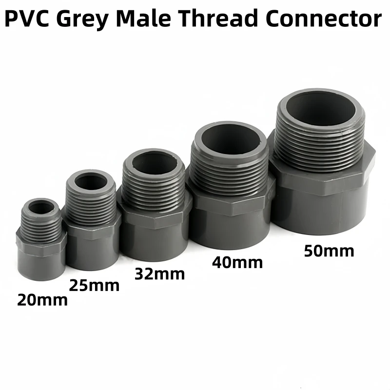 1/3Pcs Grey PVC Male Thread Straight Connector Garden Irrigation Pipe Fitting Filters Aquarium Fish Tank Feedwater Joint Filters