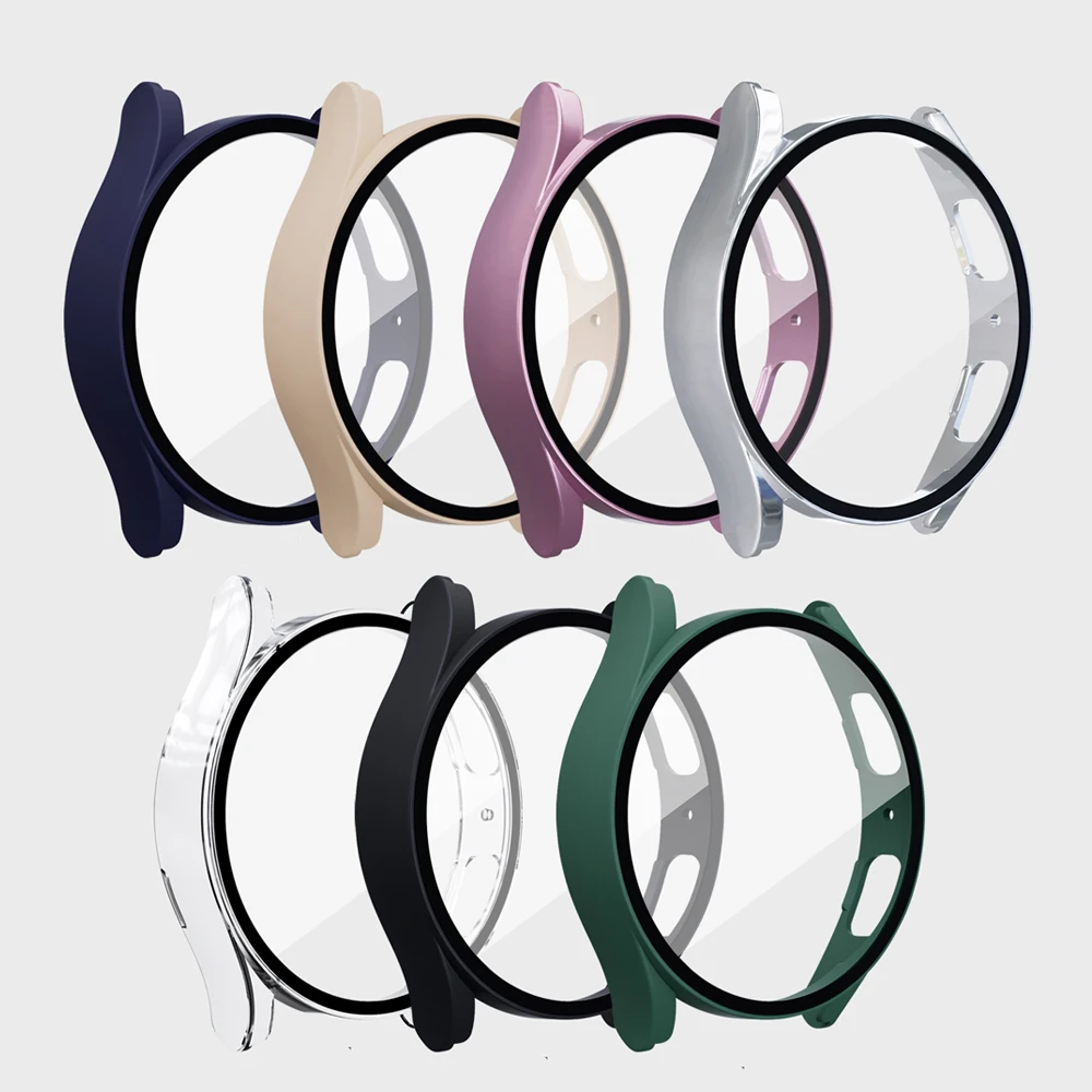 PC+Glass Protective Case for Samsung Galaxy Watch 5 44mm 40mm Full Screen Protector Shell Cover