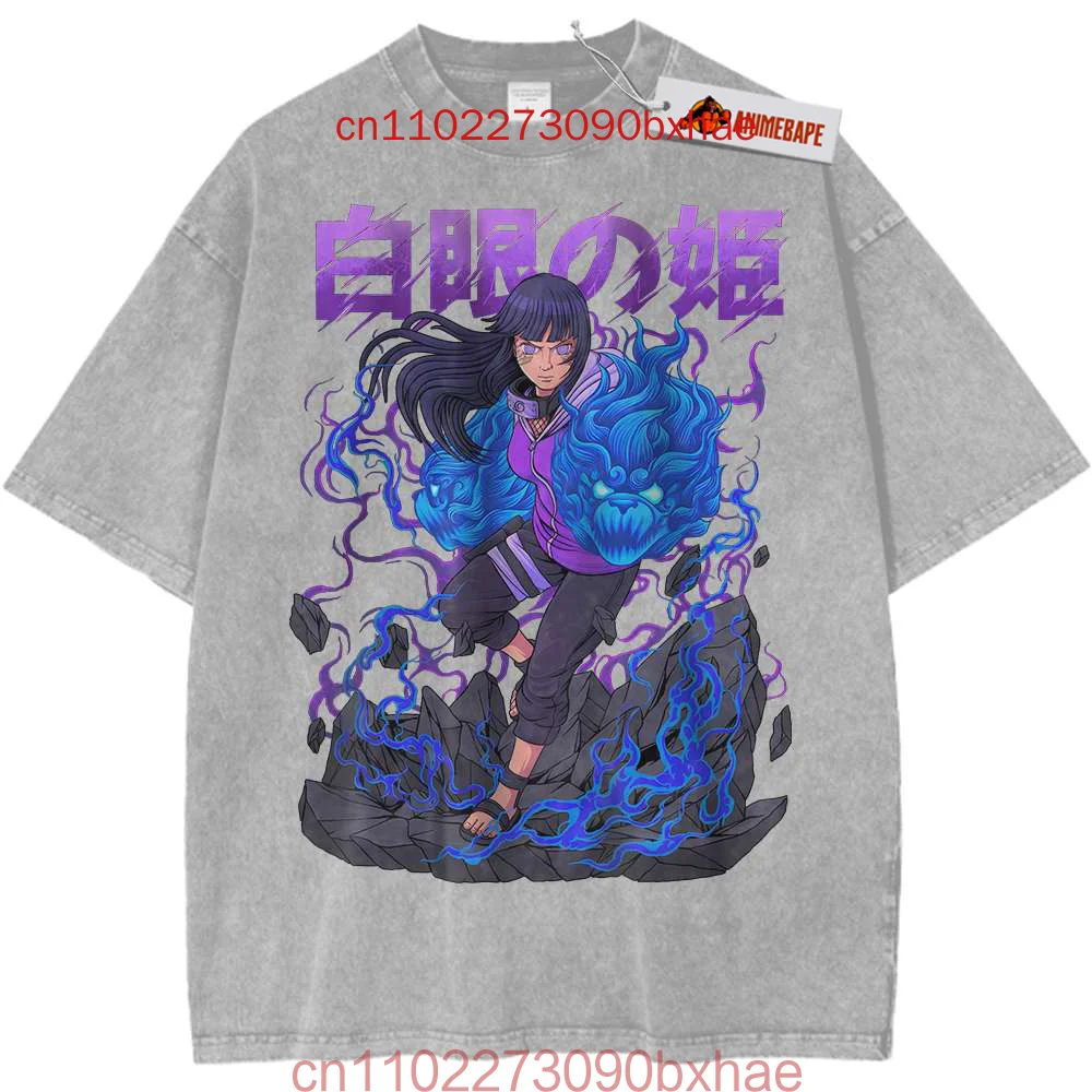 الرجال قصيرة الأكمام تي شيرت هيناتا هيوغا ناروتو أنيمي طباعة تي شيرت تقليدي القطن الأسود غسلها بلايز تيز موضة Harajuku الشارع الشهير #1