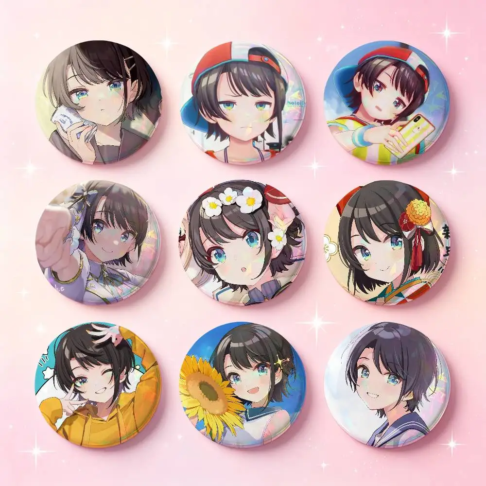Subaru Oozora Anime Figure Badges 25 32 44 58 75 Mm Round Cosplay Pin Bag Decor Fans Collect Friends Gifts Brooch Souvenir