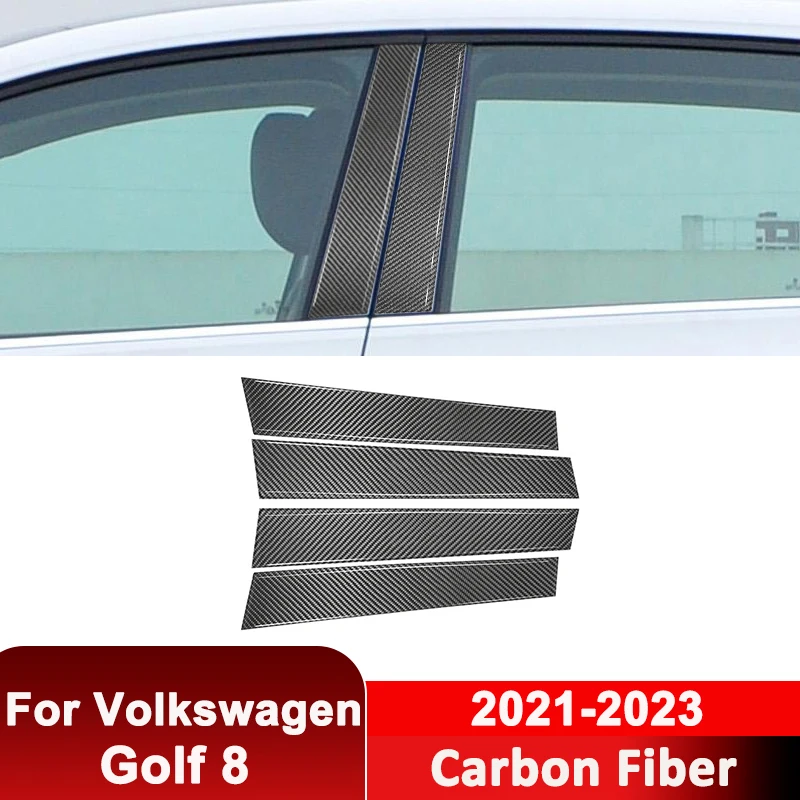 

For Volkswagen Golf 8 2021-2023 Carbon Fiber Car B-Pillar C-Pillar Trim Strips Decorative Sticker Auto Interior Accessories