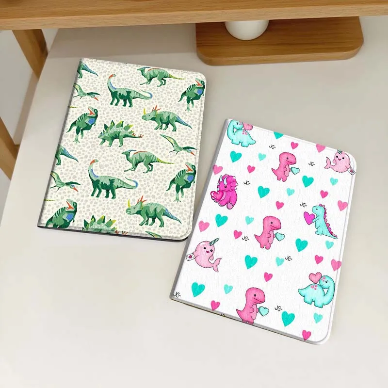 

Cartoon Dino Heart Pattern Tablet Case For Samsung Galaxy Tab S6 S8 S9 S10 Lite FE 10.4 11 Inch 2022 2024