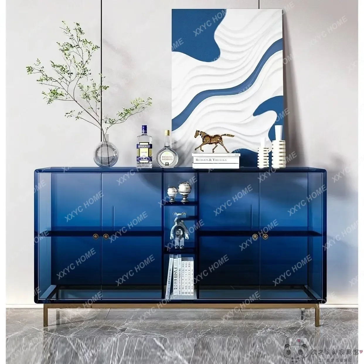 

Acrylic gradual change dining side cabinet light luxury high-end living room tea cabinet shelf entrance cabinet