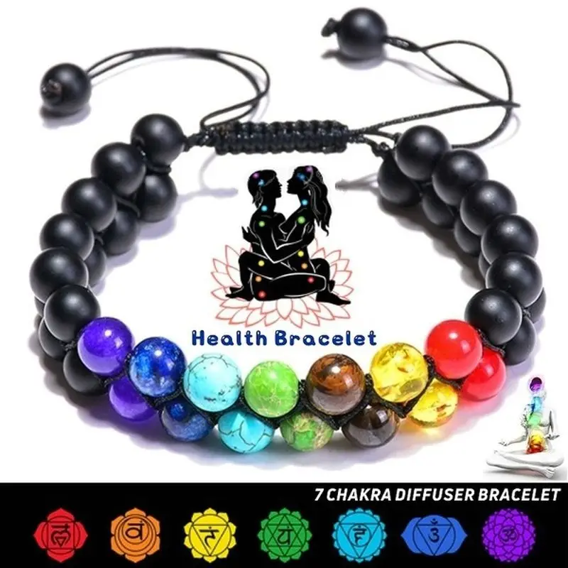 Chakra Bracelet Healing Crystals Yoga Stone Beads Bracelets Meditation Relax Anxiety Bangle for Womens Mens