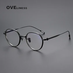Montatura per occhiali da vista Vintage rotonda in puro titanio da uomo occhiali da vista per miopia ottica retrò da donna 2024 nuovi occhiali di marca di lusso