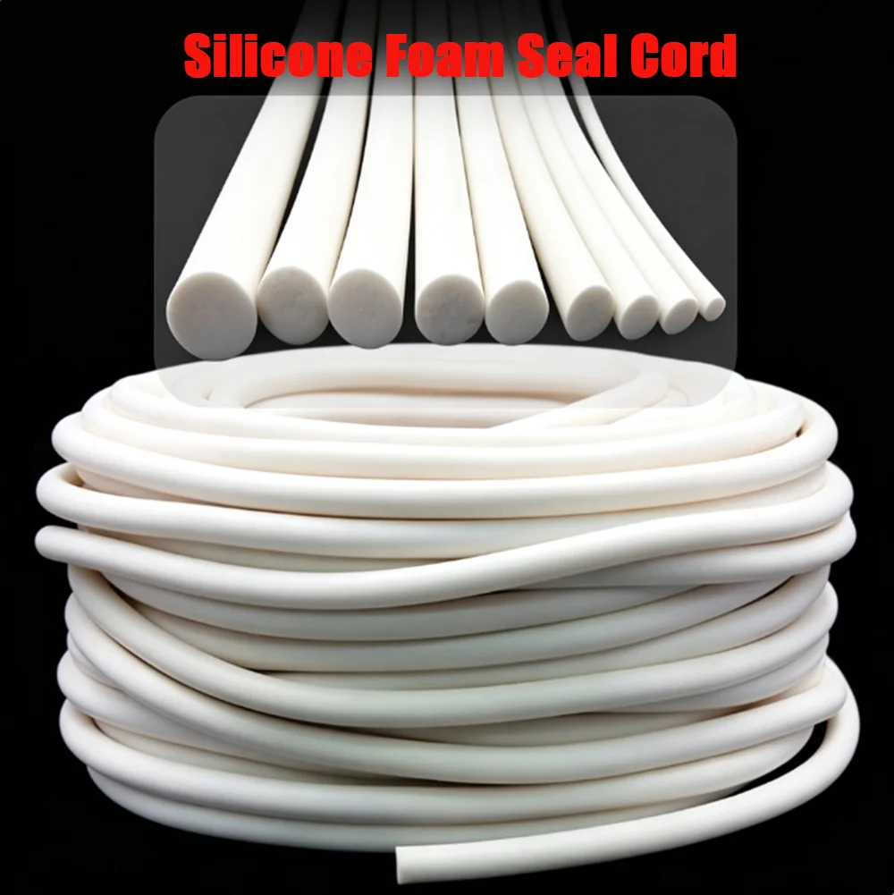 Silicone Foam Sponge Cord Dia 1-25mm Solid Round Seal Rope Heat-Resistant Anti-Aging Shock Absorbing Gasket Custom Length