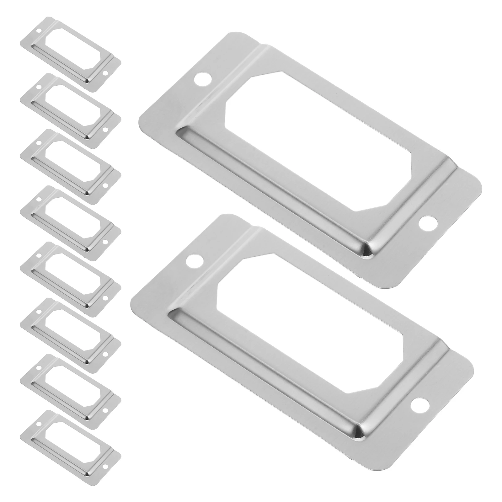

50 Pcs Label Holder Boxes Handle Drawer Tag Frame Decorative Card Slot File Cabinet Stainless Steel
