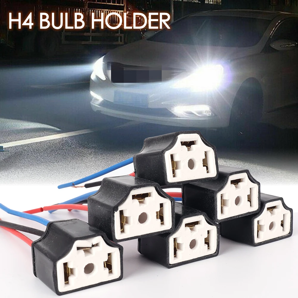 H4 Car Bulb Lampholder 3-hole Ceramic Wire Wiring Car Headlight Bulb Light Beam Socket Plug Auto Light Accessories Wire Socket