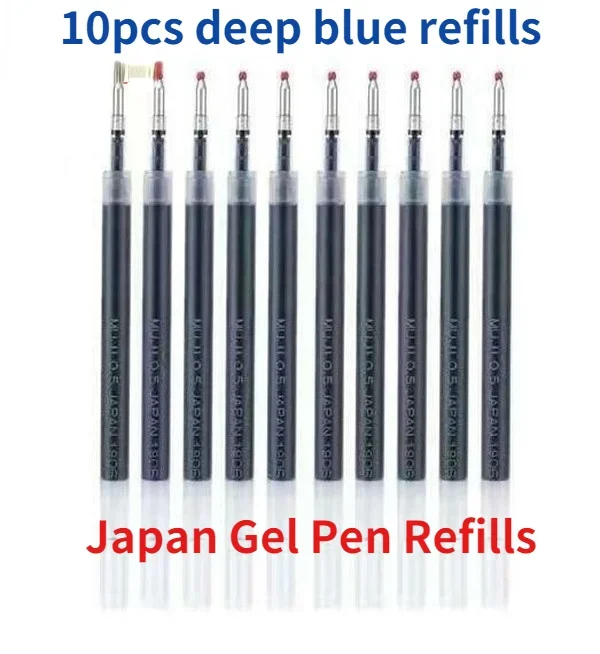 10Pcs/lot 0.5mm Press Gel Pen Refill Black/Blue/Red Refills Japan Writing MUJIs Pens Refills MUJIs Style Stationery