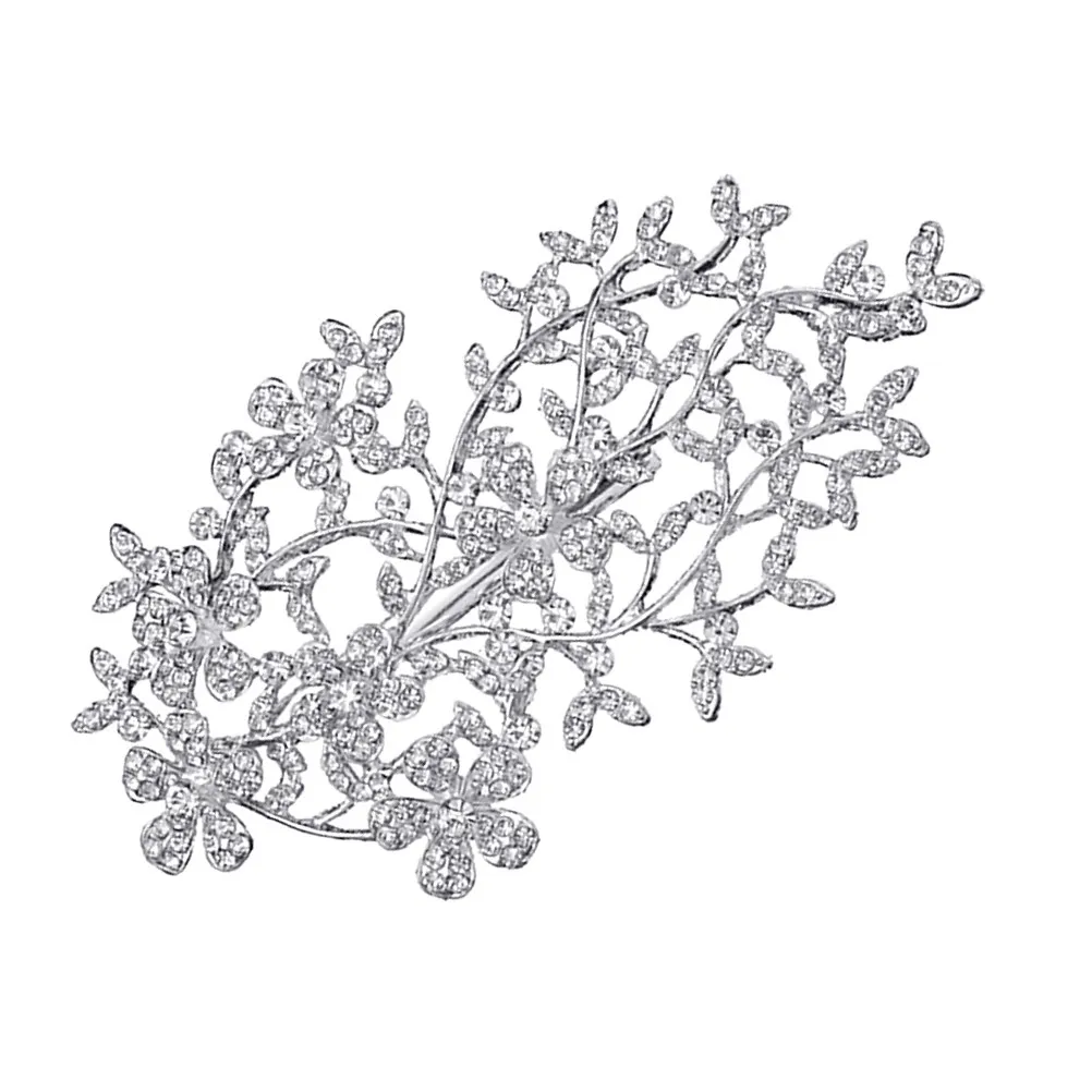 1Pcs Luxury Rhinestone Rose Flower Bridal Hair Comb Premium Alloy Wedding Headwear Crystal Floral Hair Accessory for Brides Prom
