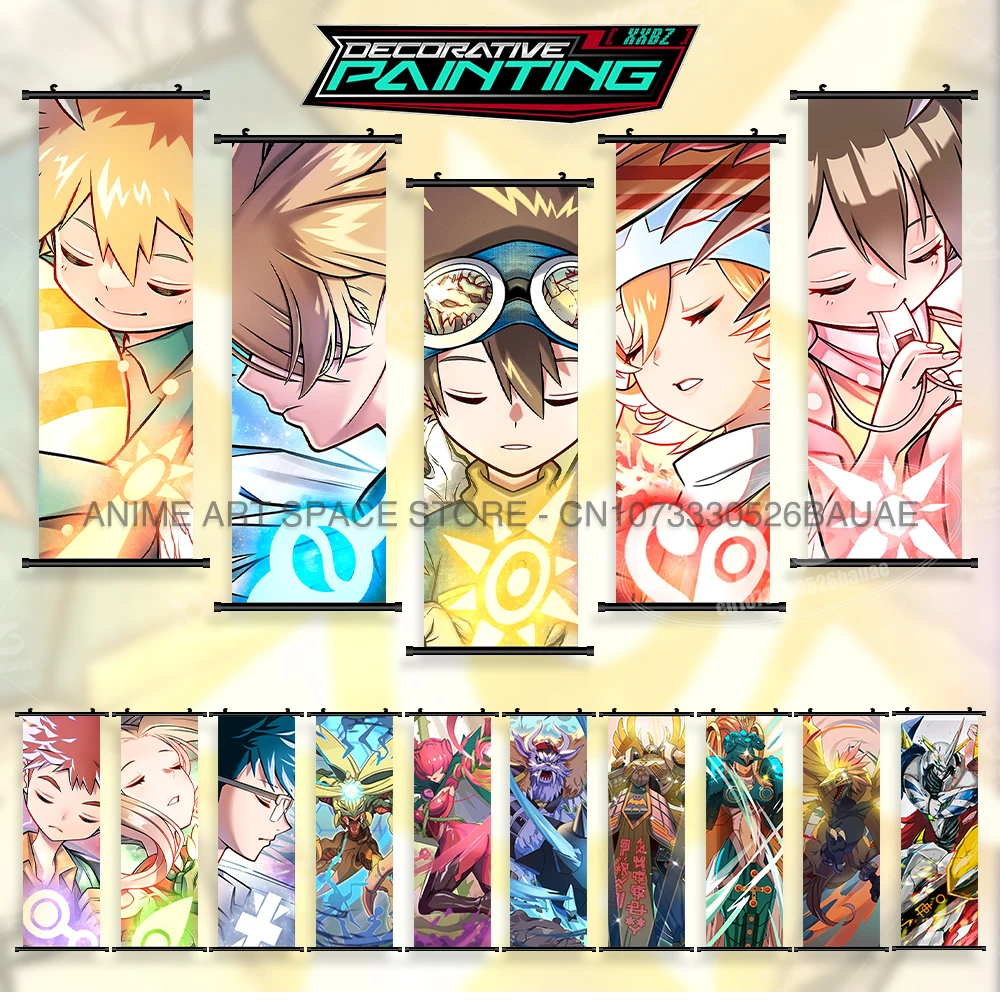 

Digimon Canvas Print Wall Art Modern Home Decoration Hanging Painting Japanese Classic Anime Scroll Picture For Fans Gift Poster