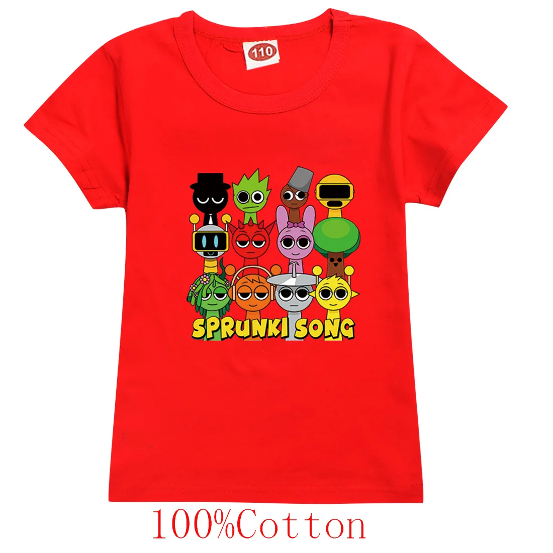 Spunki Song music Incredibox Children's Short Sleeve T-Shirt Horror Game Tops Cartoon Clothes Tees for Girls and Boys