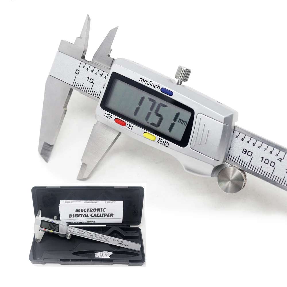 Stainless Steel Digital Vernier Caliper, Micrômetro Medição Tool, Profundidade Régua, Messschieber, Paquimetro, 6 