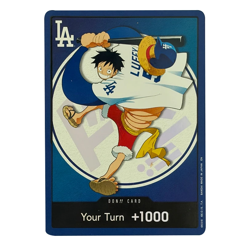 3pcs/set Diy Self Made One Piece English Luffy Chopper Baseball Dodgers Collected Card High Quality Flash Card Toy Gift