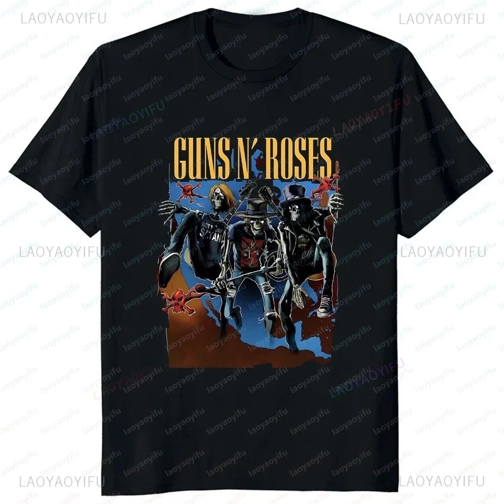 Streetwear Guns N Roses Loose Short Sleeve T-shirt Summer Trend Harajuku Short Sleeve Unisex Shirt Graphic Oversized T-shirt
