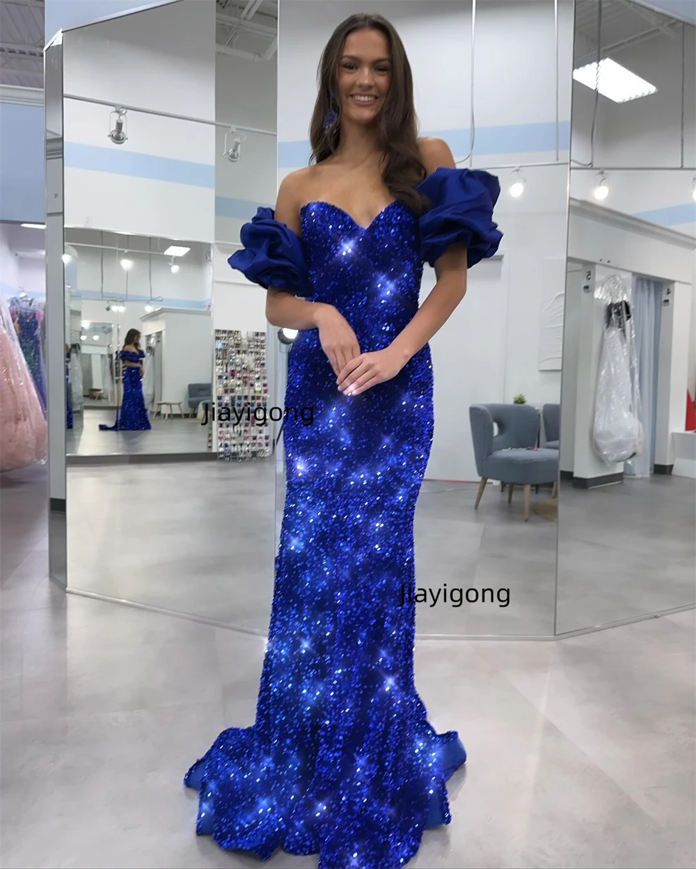 

Jiayigong Prom Sparkle Sizes Available Sweetheart Mermaid Formal Ocassion Gown Sequin Evening Dresses