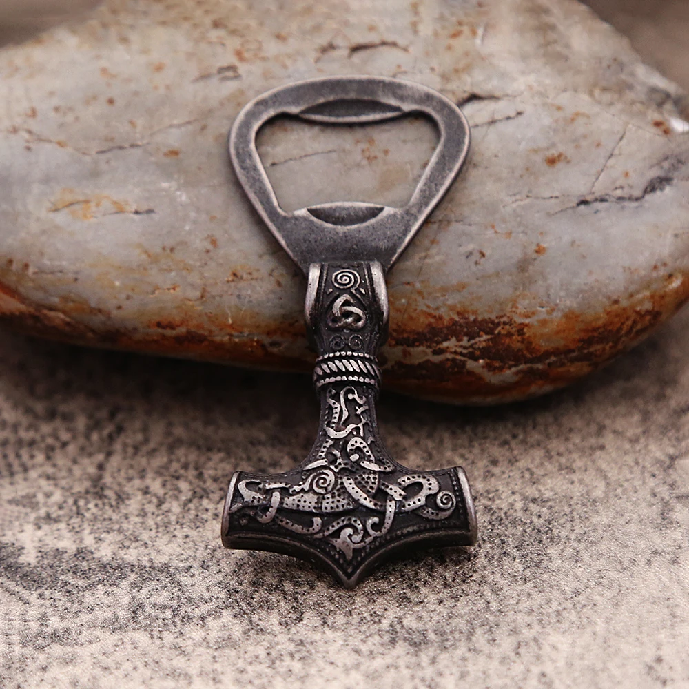 Fashion Vintage Nordic Viking Thor\'s Hammer Bottle Opener Punk 316L Stainless Steel Corkscrew Cool Gift Accessories Dropshipping