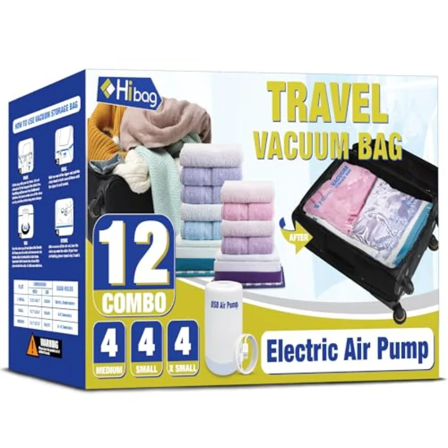 

Travel Vacuum Bags with Electric Pump for Luggage and Suitcase Vacuum Seal Compression Packing Bags for Clothes Clothing Combo