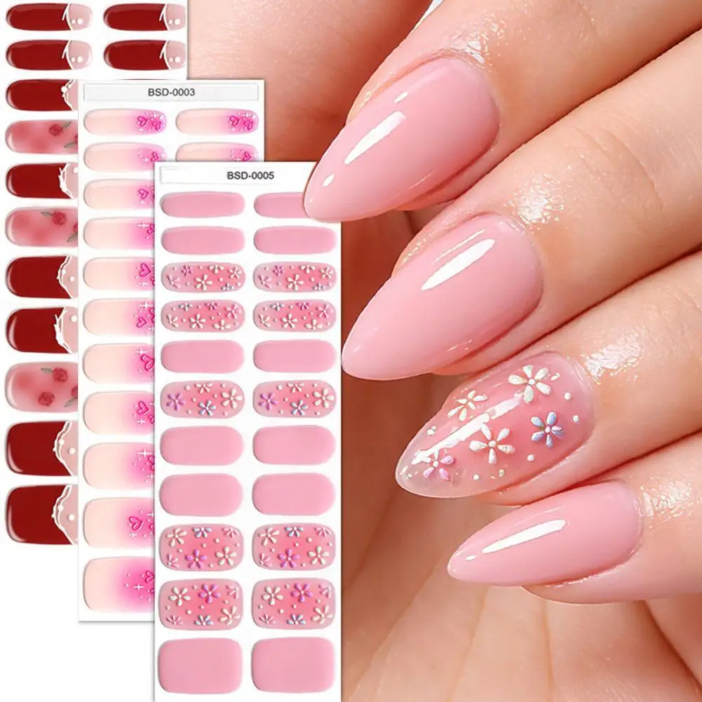 

5D Embossed Gel Nail Stickers Full Wrap UV-Free Waterproof Long-Lasting Glitter Nail Decals DIY Luxury Nail Art Decoration