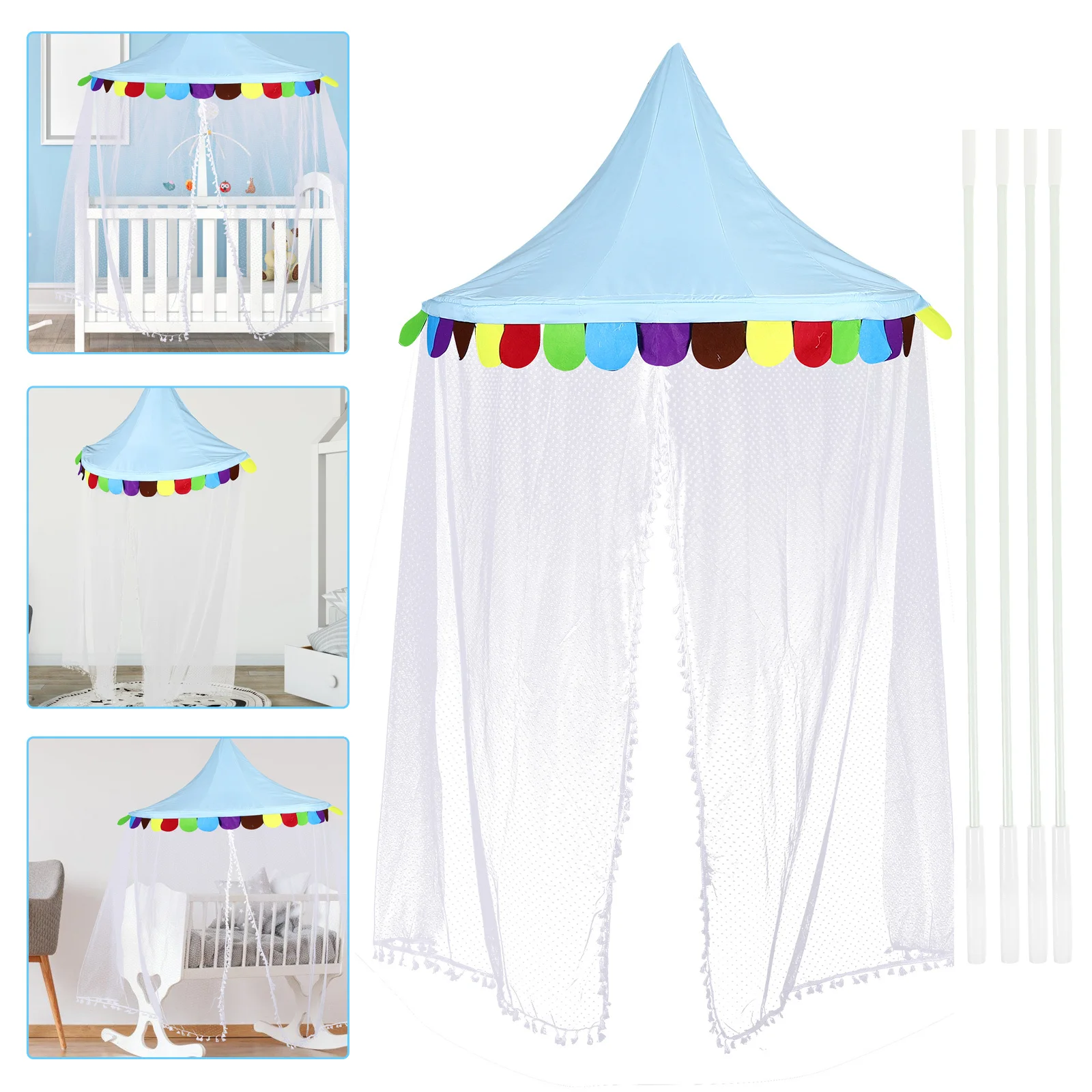 

Kids Bed Canopy Toddler Bed Mosquito Net Crib Gauze Curtain Tent Half-Round Dome Net for Baby Sleep Play Protection