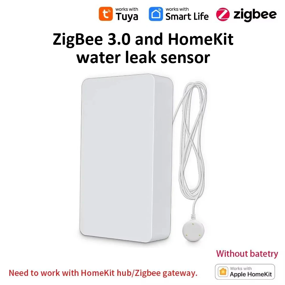 

Homekit и ZigBee 3.0 Датчик утечки воды Двойного назначения Датчик затопления Поддержка приложения Tuya/Smart Life App/Apple Home APP