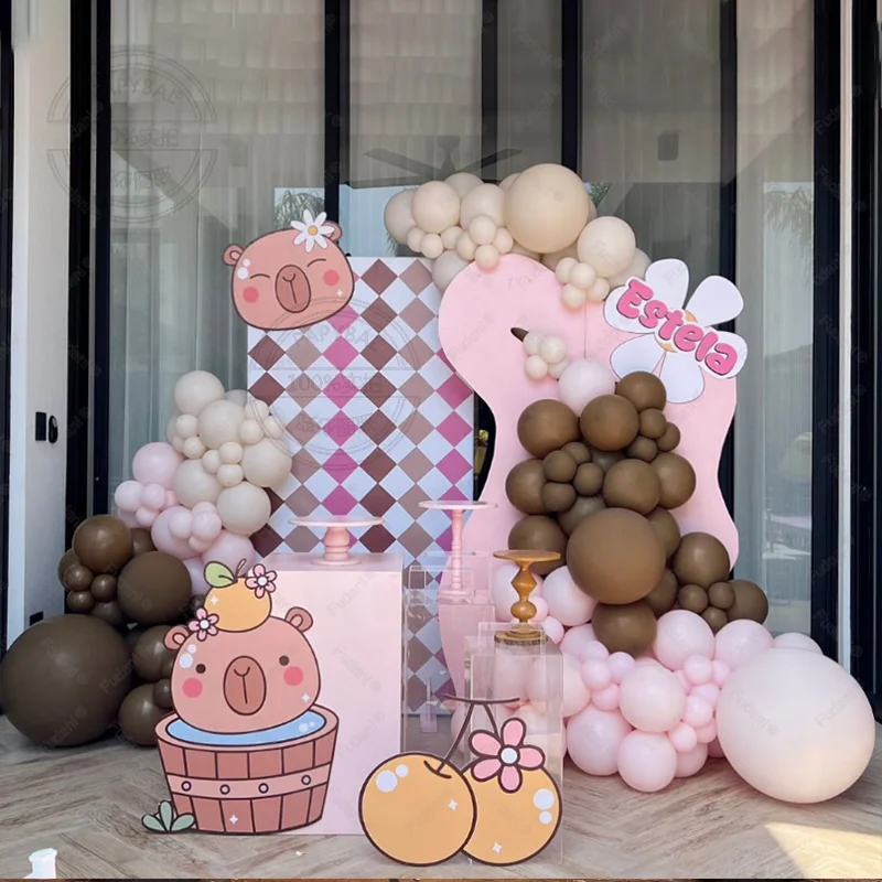 136 Uds. Lindo globo de capibara Whiite número conjunto de globos de cumpleaños suministros festivos para fiestas decoración de fiesta de cumpleaños para niños