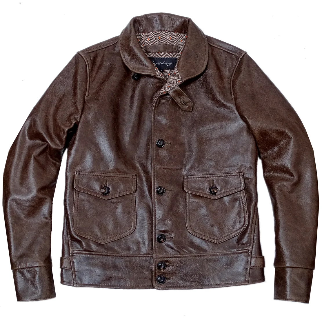 

American imported oil wax-dipped cowhide American retro Cossack green fruit collar