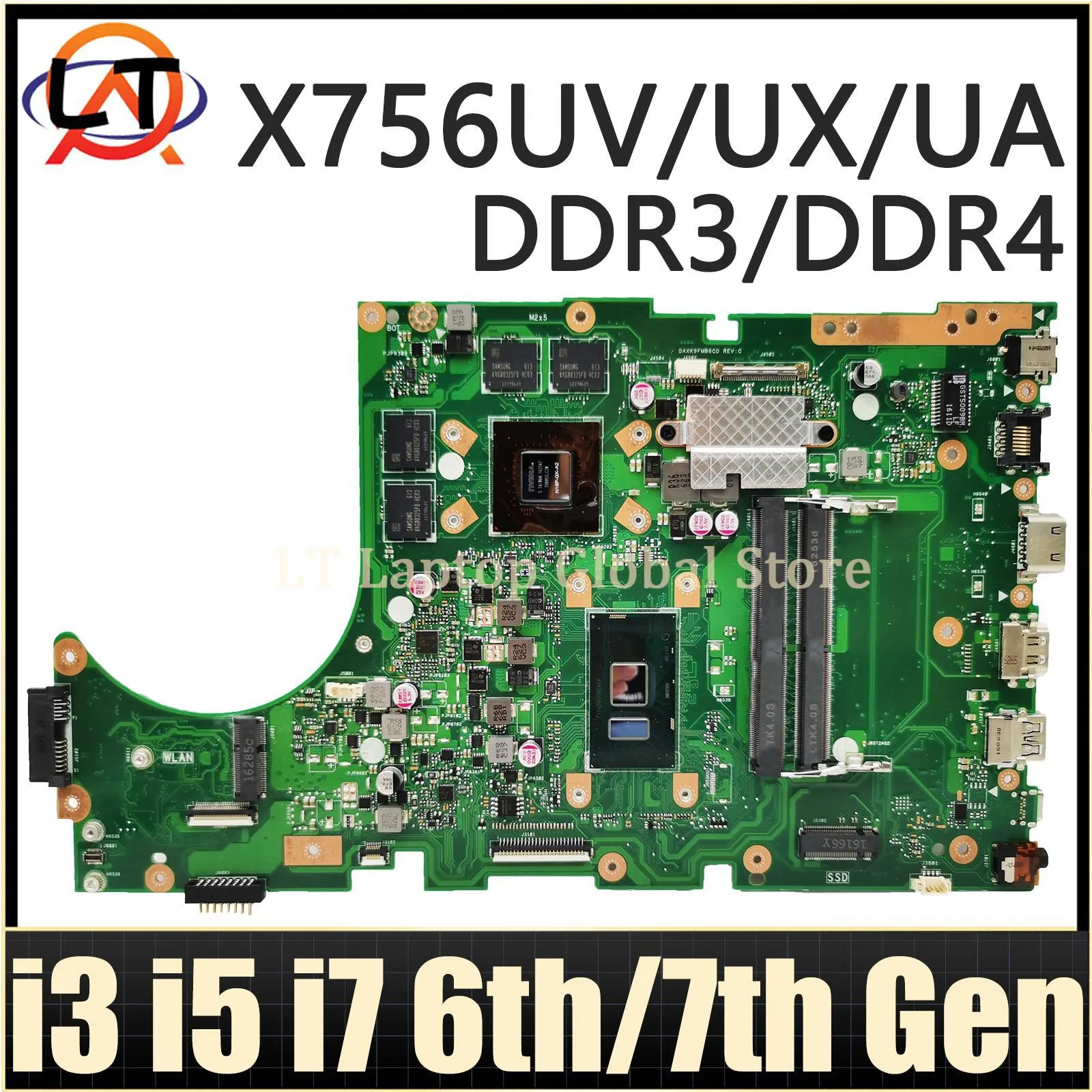 Scheda madre del computer portatile per ASUS X756UV X756UJ X756UA muslimate X756UX X756UQ X756UR X756UAK X756U A756U scheda madre I3 I5 I7 UMA/V2G