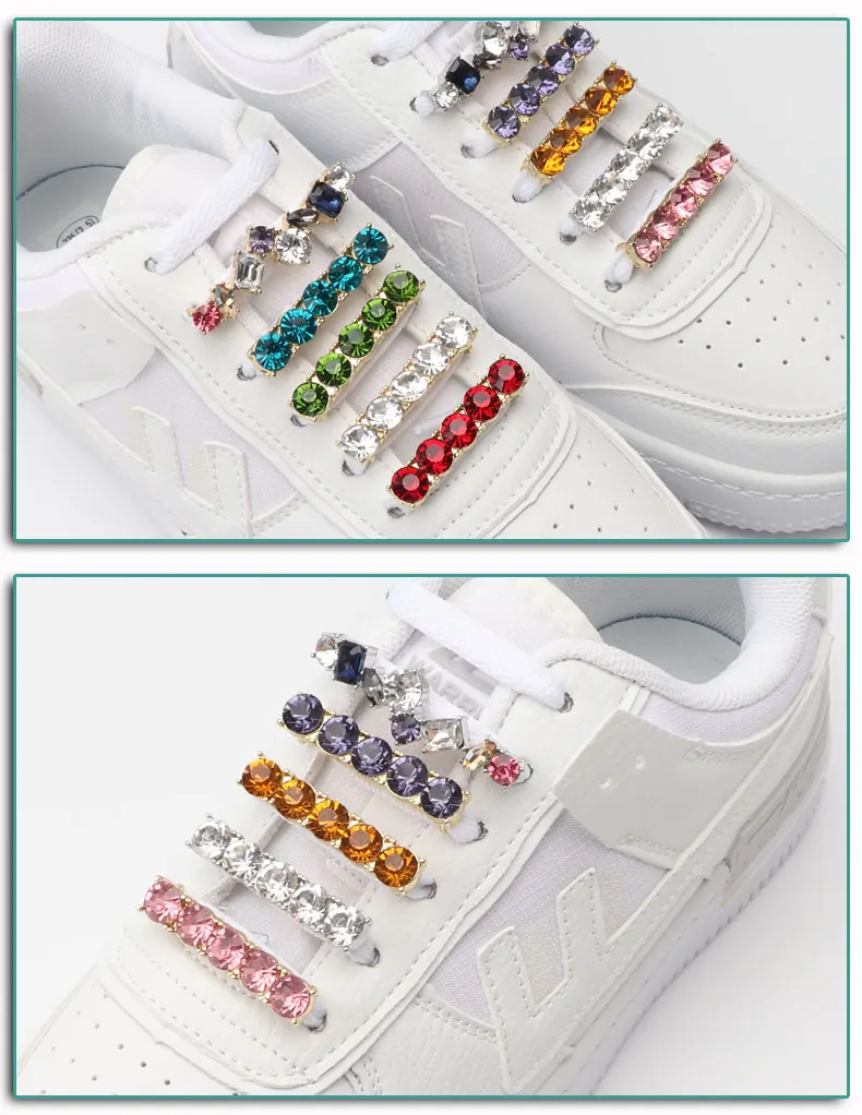 Shoes Flower Tide with Shiny Rhinestone Creative Couple Shoelaces Buckle Decoration Ins Canvas Shoelace Accessories Sneakers 1pc