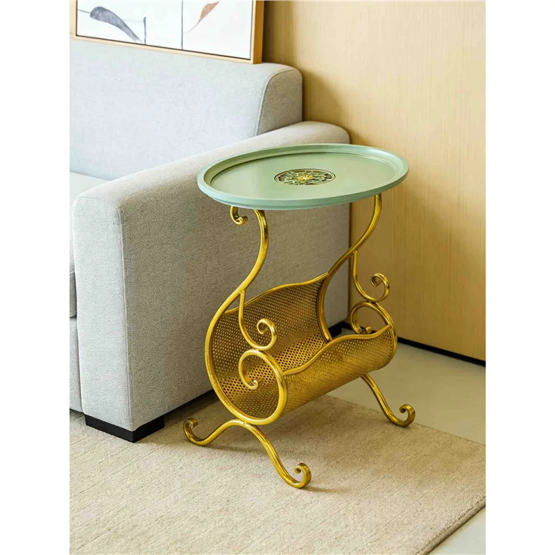 Gold Foil Art Wooden Table Simple Coffee  Balcony Sofa Side  Corner Few Amazon Homestay Afternoon Tea Table Small