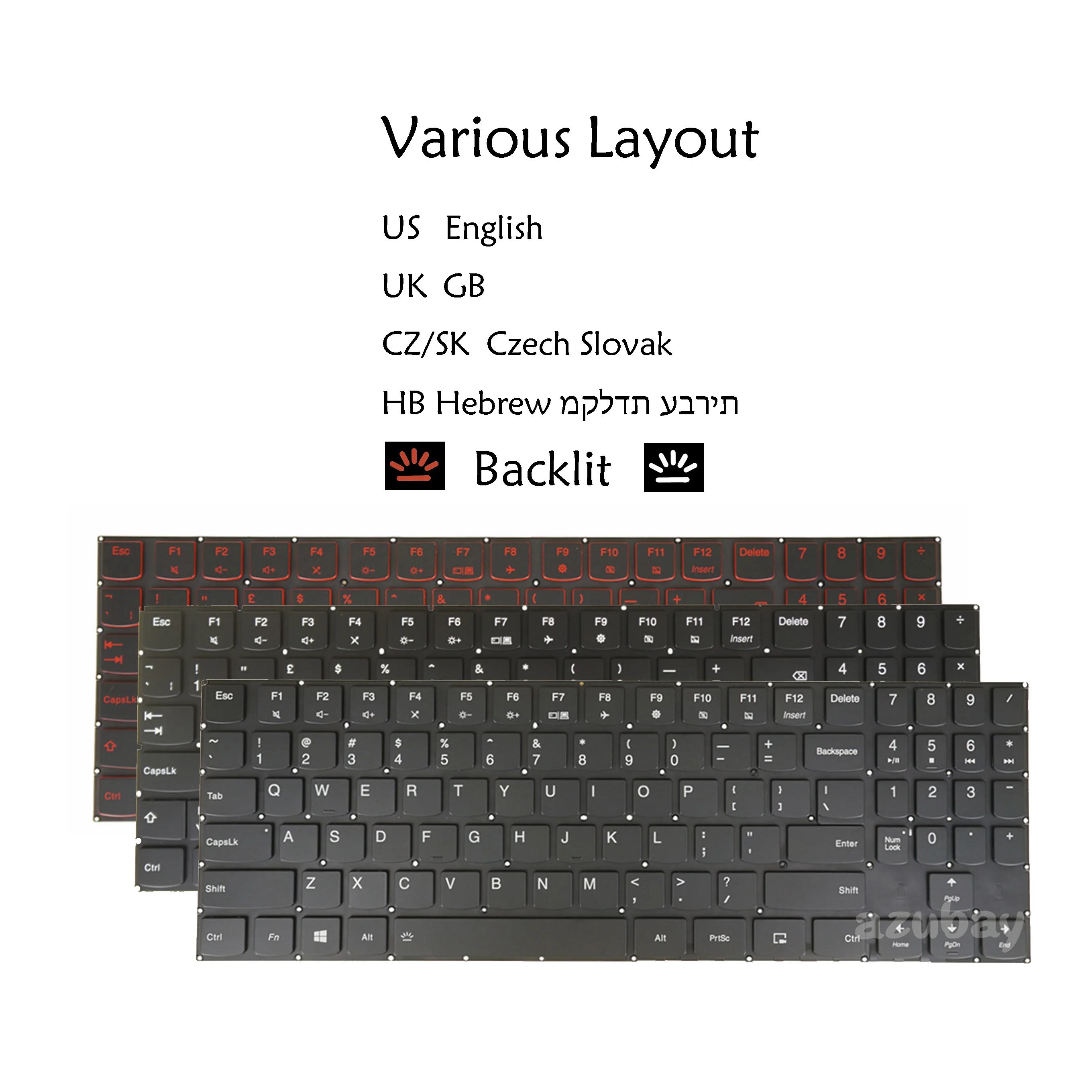 Backlit Laptop PC Keyboard For Lenovo Legion Y7000 Y7000-2019 Y7000P Y7000P-1060 PC5YB LCM16F8 US English UK Hebrew Czech Slovak