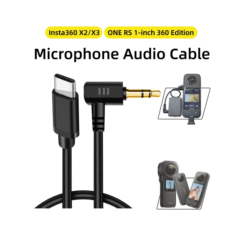 audio cable for Insta360 one X2/X3 action camera mic audio microphone adapter sport camera Accessory hi-fi sound noise reduction