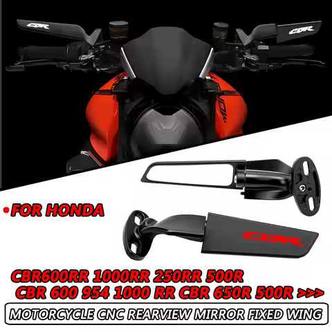 For Honda CBR500R CBR1000RR CBR CBR650R CBR250RR Motorcycle CNC Rearview Mirror Fixed Wing Adjustable Rotating Side Mirrors