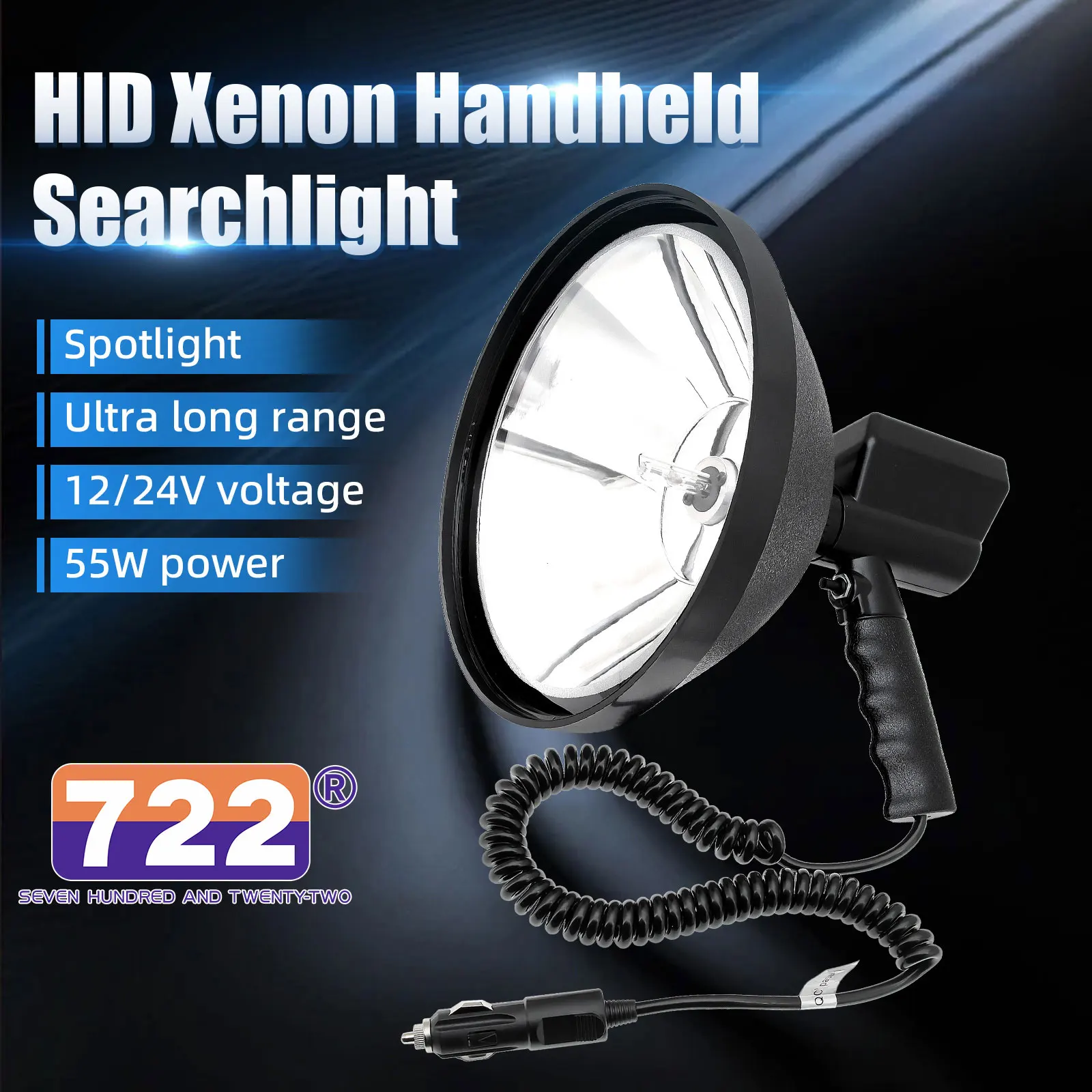 

55W High Power LED Flashlight HID Xenon Bulb 12/24V HID Xenon Handheld Searchlight External Power Supply Overload Protection