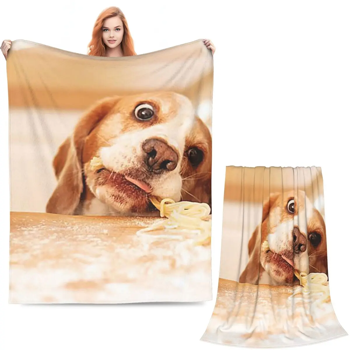 Funny Beagle Dog Design Blanket Soft Warm Flannel Throw Blanket Bedspread for Bed Living room Picnic Travel Home Sofa