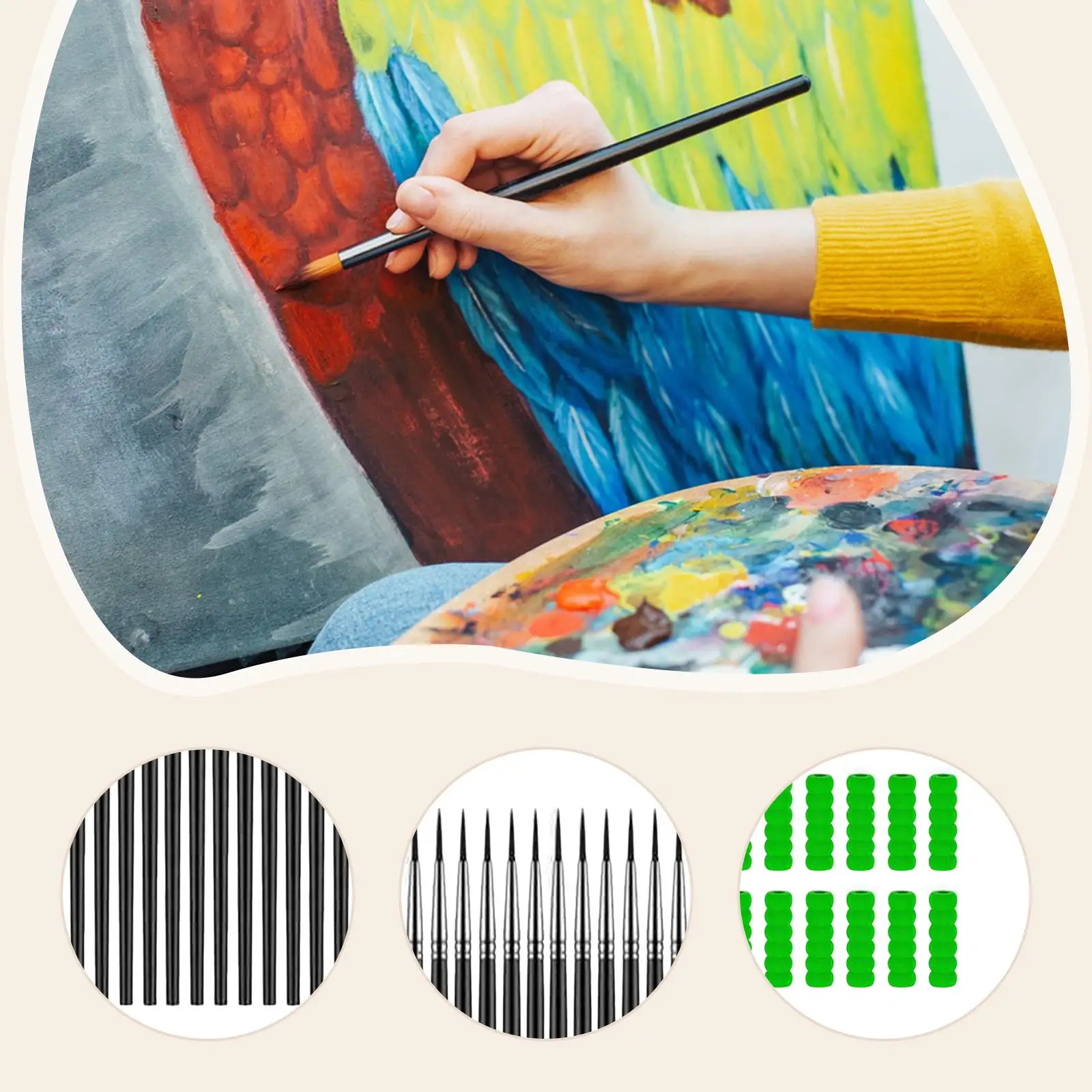 36x ディテールペイントブラシアート軽量プロフェッショナル小型ペイントブラシ、彫刻オイル、アクリル、水彩モデリング用