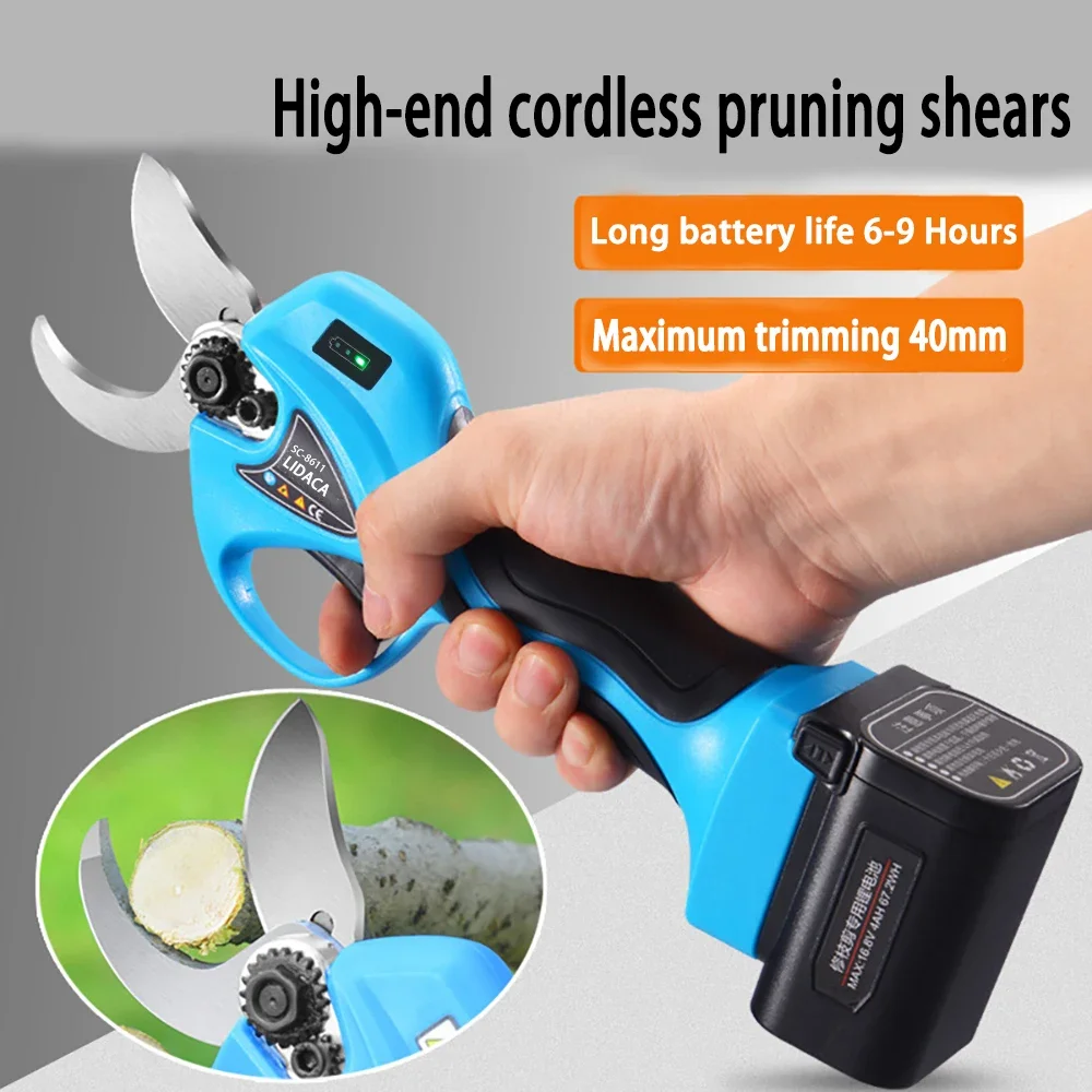 21V 40mm Cordless Pruner Lithium-ion Pruning Shear Efficient scissors Bonsai Electric Tree Branches garden tools SC-8611/8611A