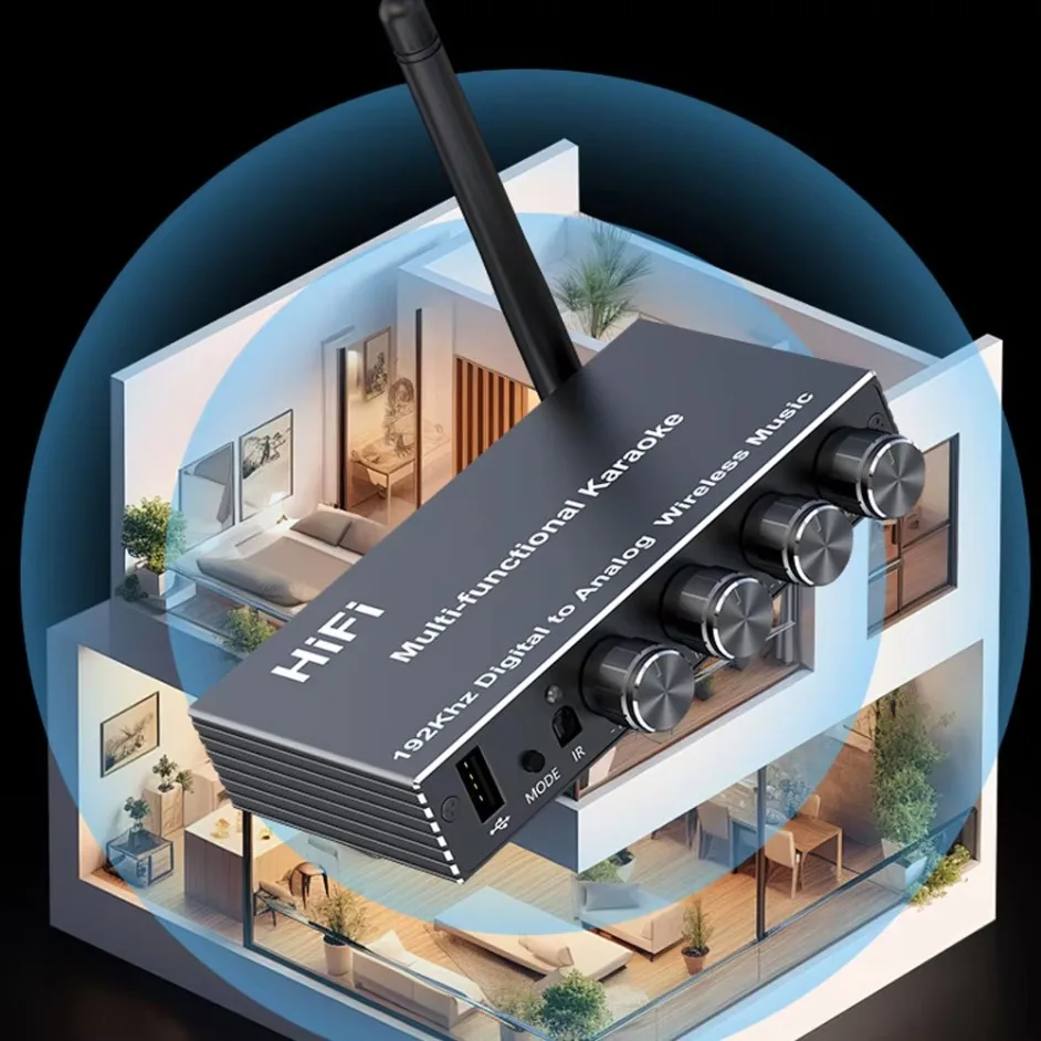 

Многофункциональный стерео беспроводной адаптер для караоке Bluetooth 5,4 аудиоприемник цифро-аналоговый преобразователь 3,5 мм AUX RCA коаксиальный USB