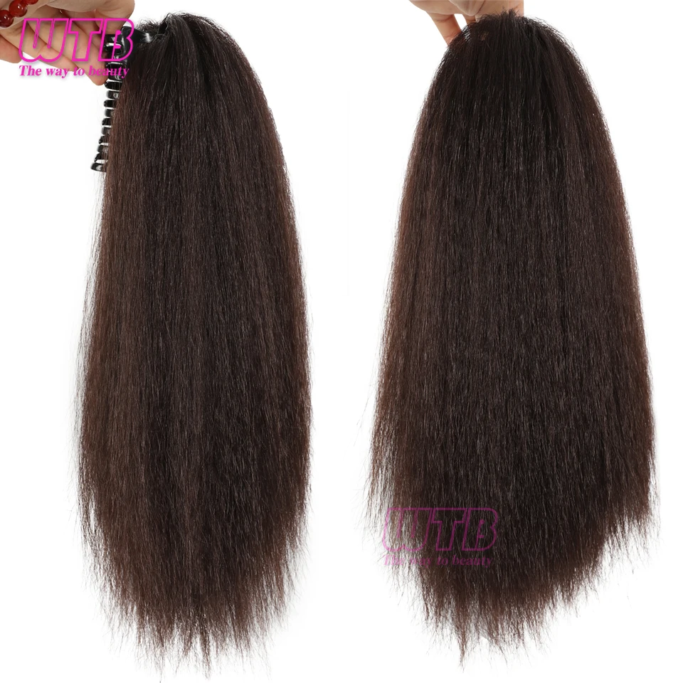 14 inch Claw Clip Twisted Straight Ponytail Black Female Fluffy Ponytail Synthetic Yaki Ponytail Clip in Ponytail Hair Extension