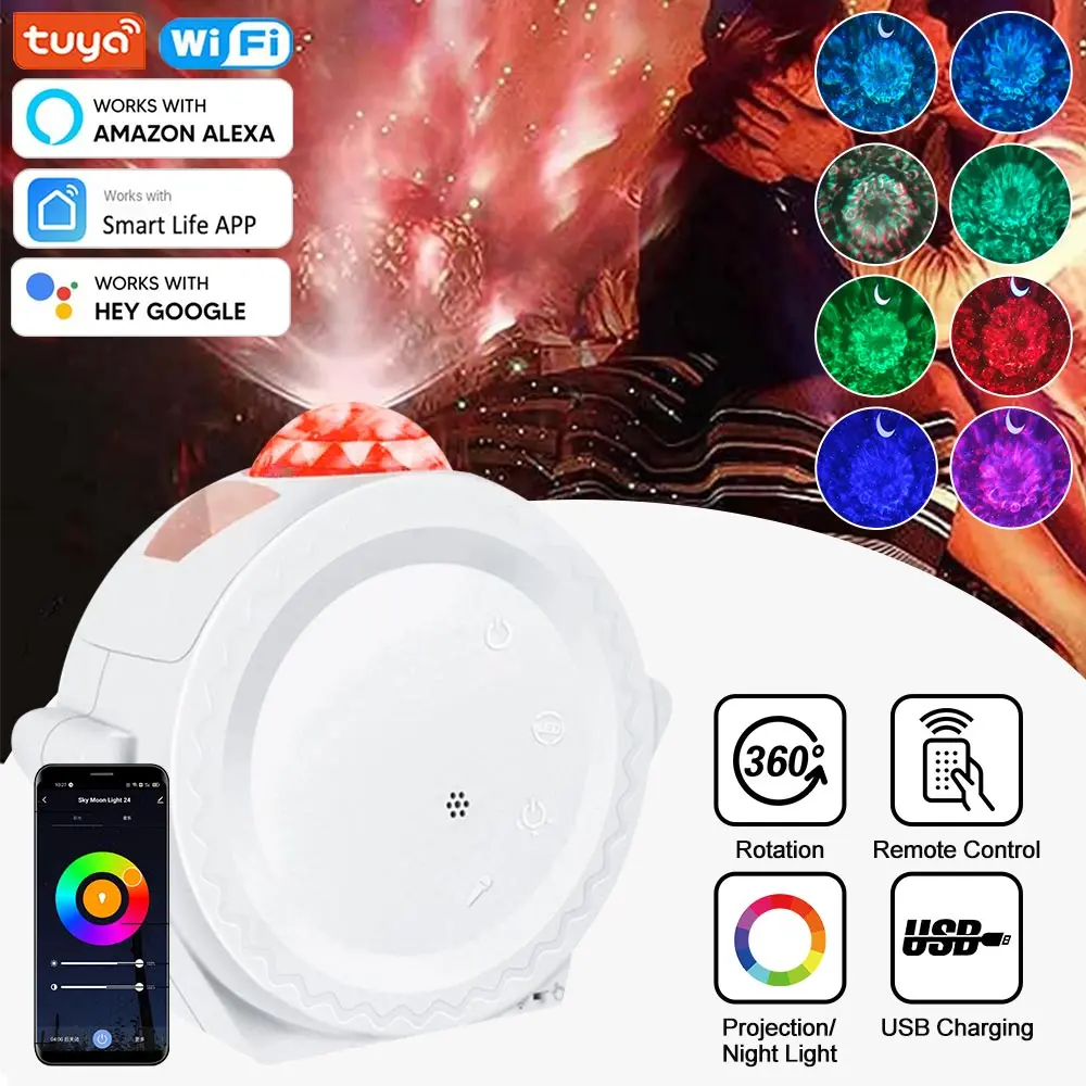 Tuya Wifi Smart Starry Sky Projector Galaxy Projector 3in1 Night Light Ocean Voice Music Control