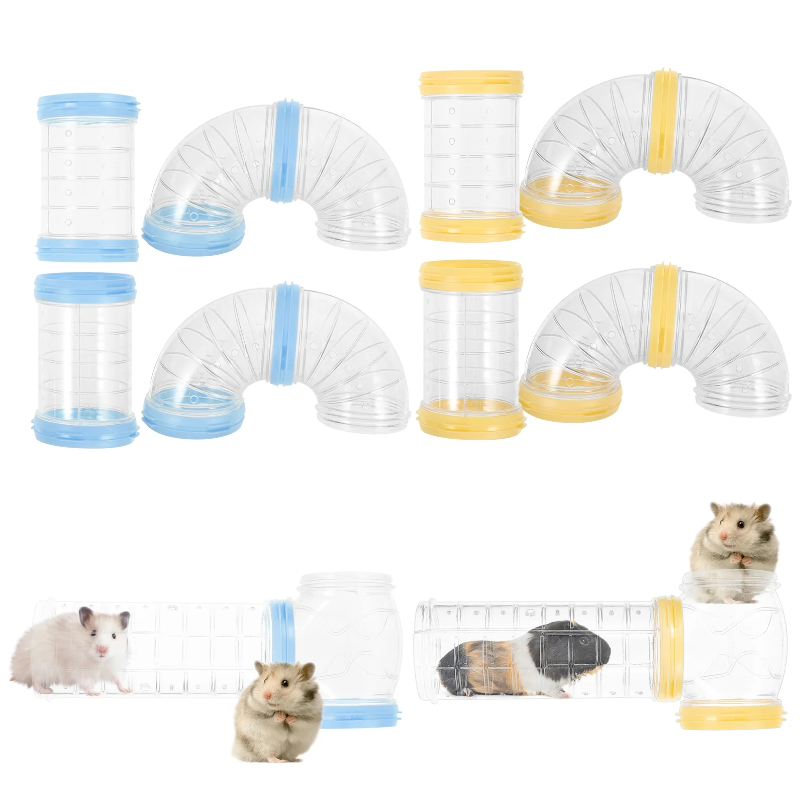 2 Sets Guinea Pigs Tube Tunnel Hamster Kit Pet Supplies Rat Clear Running Bunny Toys