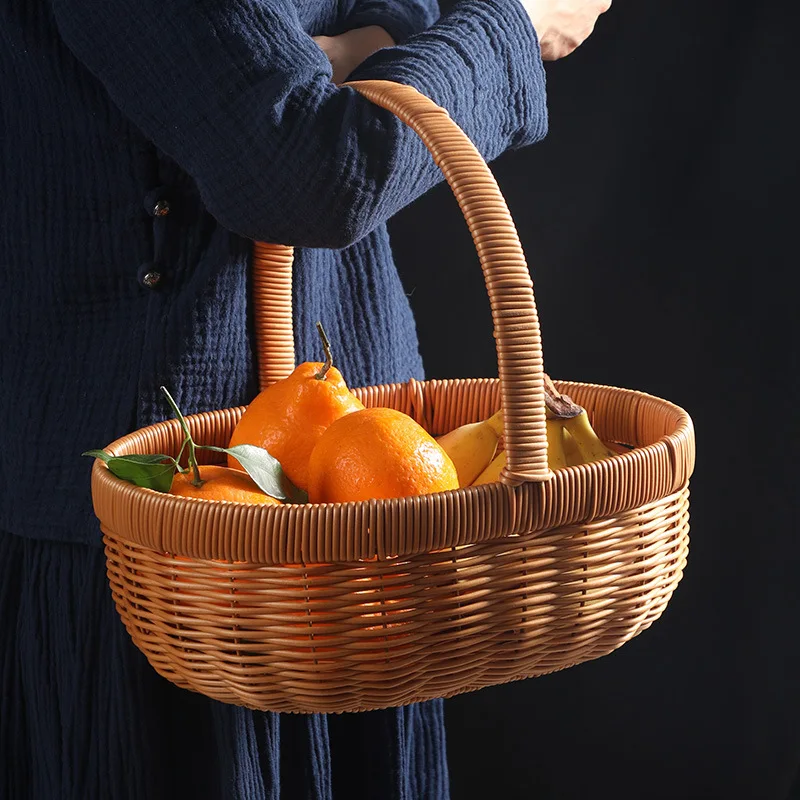 Rattan-like Household Fruit and Cabas Hand-Woven Egg Vegetable Picnic Basket